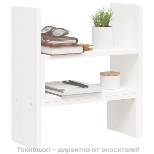Поставка за монитор, бяла, (39-72)x17x43 см, бор масив
