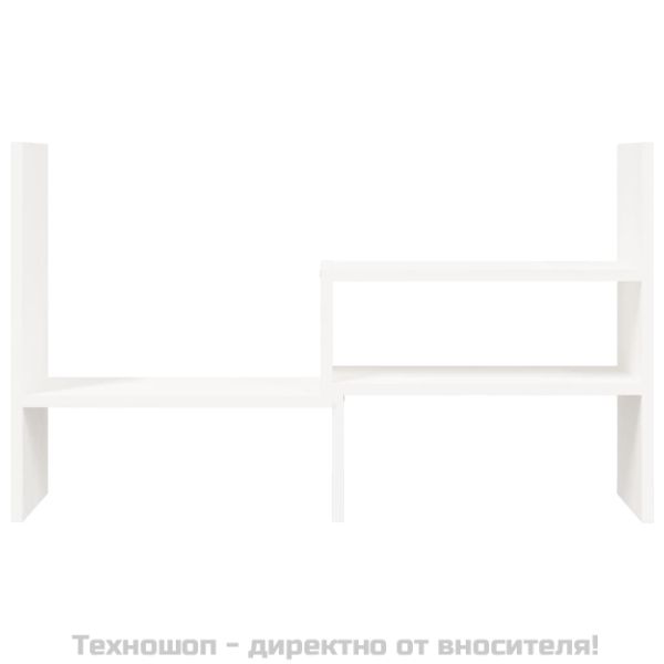 Поставка за монитор, бяла, (39-72)x17x43 см, бор масив