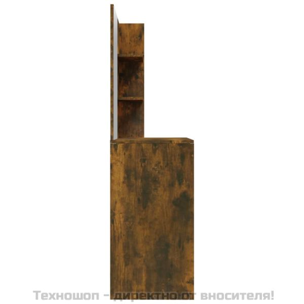Комплект тоалетка с огледало, Опушен дъб, 74,5x40x141 см