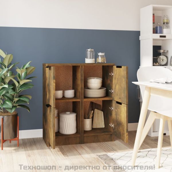 Сайдборди, 2 бр, опушен дъб, 30x30x70 см, инженерно дърво