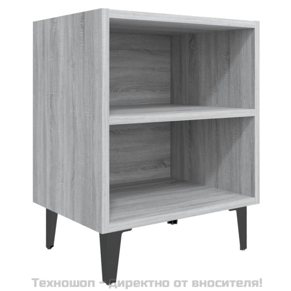 Нощно шкафче с метални крака, сив сонома, 40x30x50 см
