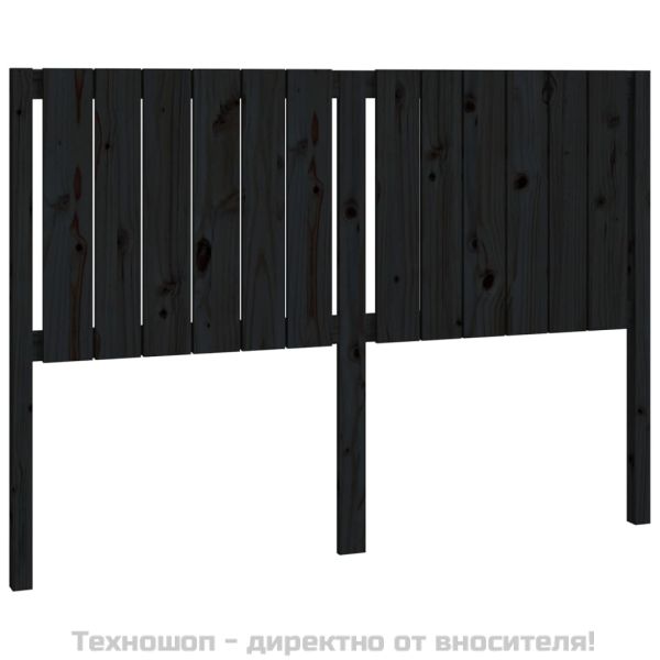 Горна табла за легло, черна, 145,5x4x100 см, бор масив