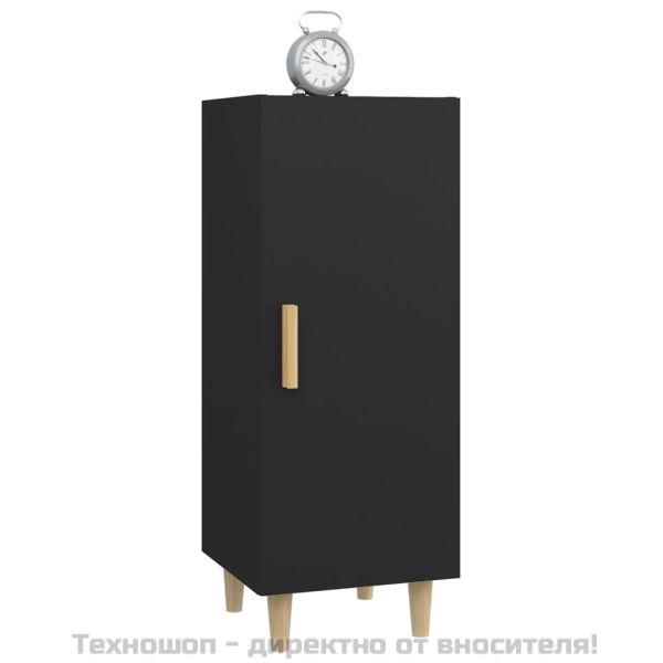 Сайдборд, черен, 34,5x34x90 см, инженерно дърво