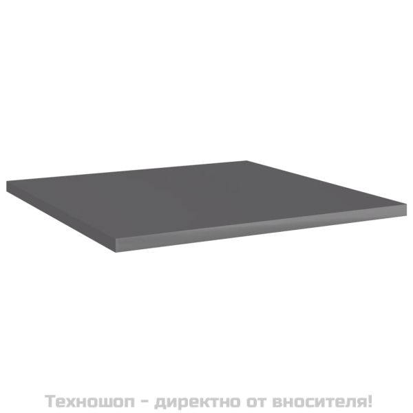 Рафтове, 8 бр, сив гланц, 40x40x1,5 см, инженерно дърво