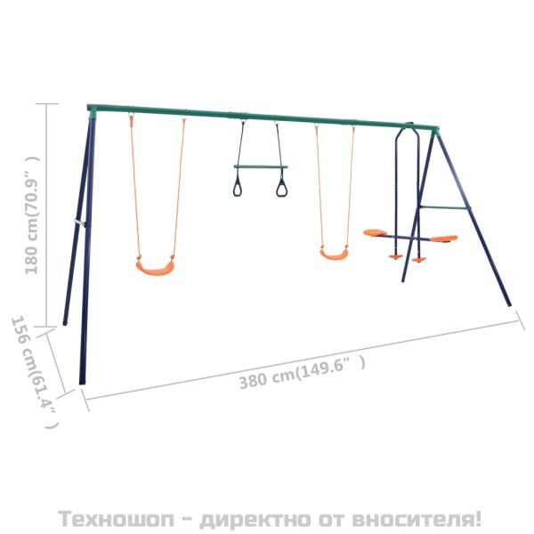 Комплект гимнастически халки и люлки с 4 седалки, стомана