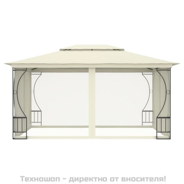 Градинска шатра с мрежи, 300x400x265 см, кремава