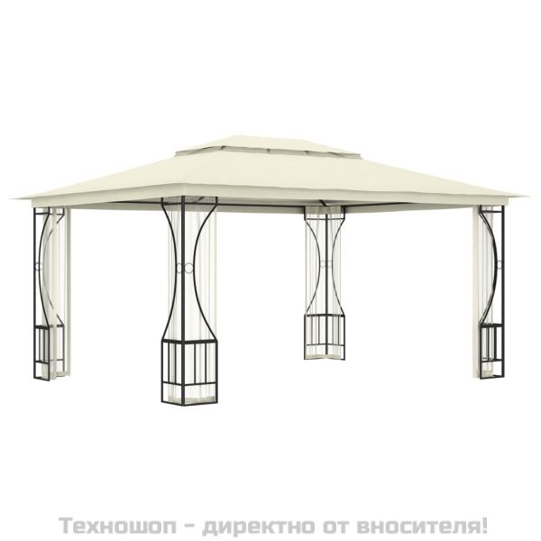 Градинска шатра с мрежи, 300x400x265 см, кремава