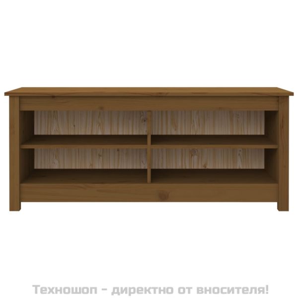 Пейка за обувки меденокафява 110x38x45,5 см борово дърво масив