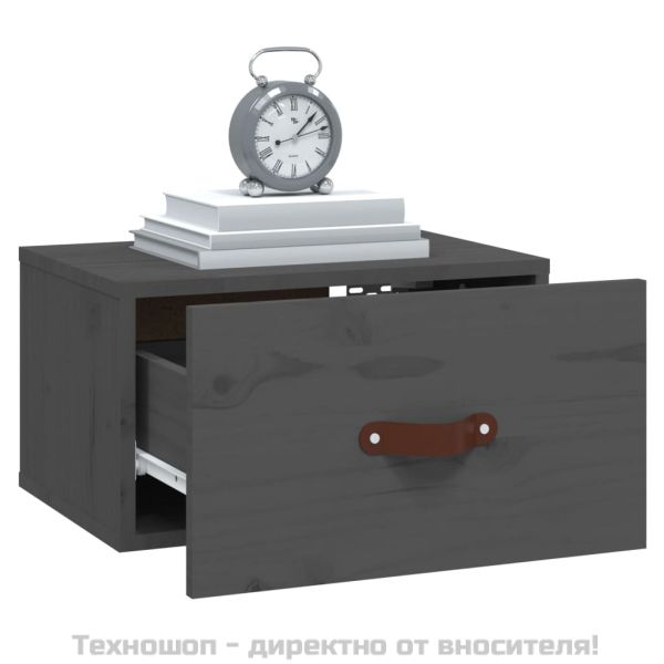 Нощно шкафче за стенен монтаж, сиво, 40x29,5x22 см