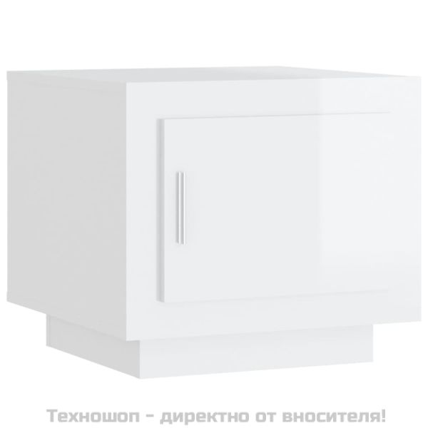 Кафе маса, бял гланц, 51x50x45 см, инженерно дърво