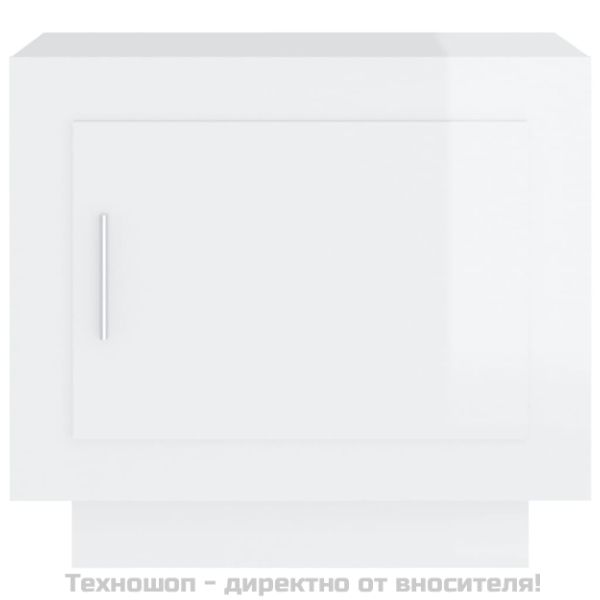 Кафе маса, бял гланц, 51x50x45 см, инженерно дърво