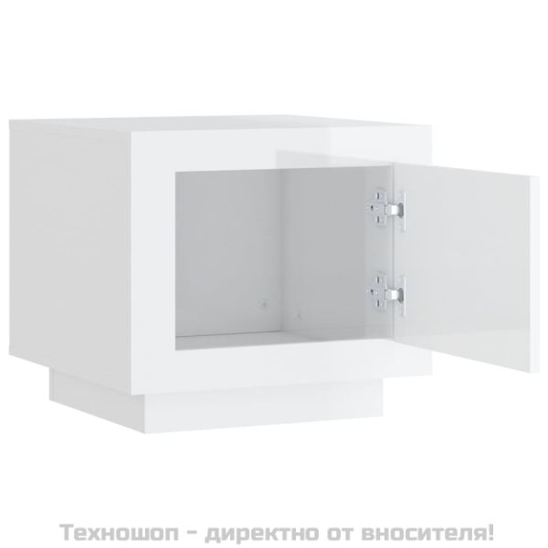 Кафе маса, бял гланц, 51x50x45 см, инженерно дърво