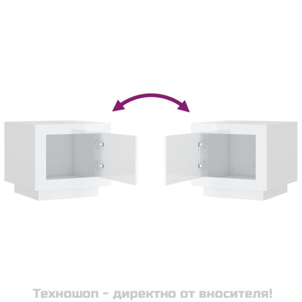 Кафе маса, бял гланц, 51x50x45 см, инженерно дърво