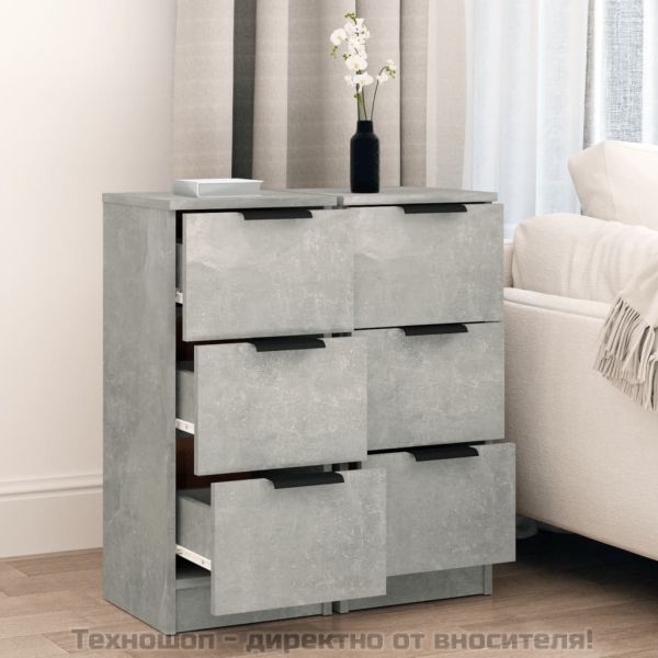 Сайдборди, 2 бр, бетонно сиви, 30x30x70 см, инженерно дърво