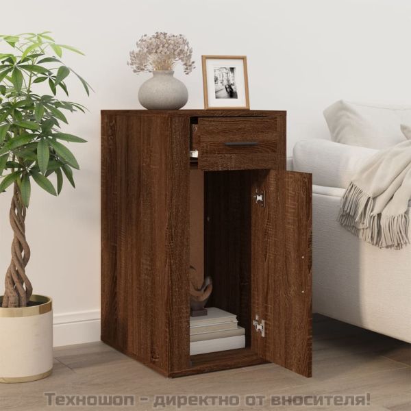 Шкаф за бюро, кафяв дъб, 40x49x75 см, инженерно дърво