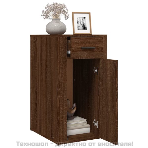 Шкаф за бюро, кафяв дъб, 40x49x75 см, инженерно дърво