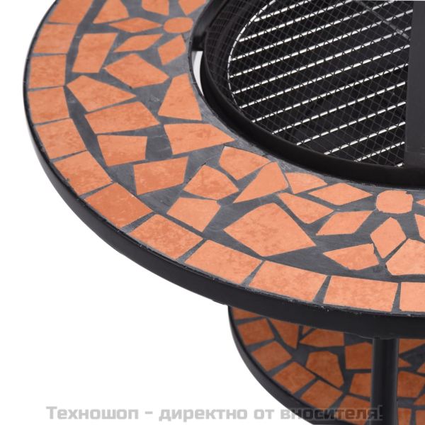 Мозаечна маса с огнище, теракота, 68 см, керамика