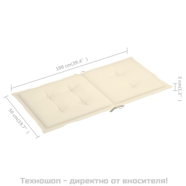 Възглавници за столове 2 бр кремави 100x50x3 см Оксфорд плат