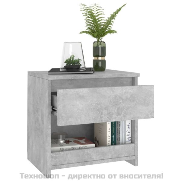 Нощно шкафче, бетонно сиво, 40x30x39 см, инженерно дърво