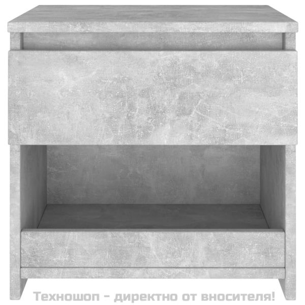 Нощно шкафче, бетонно сиво, 40x30x39 см, инженерно дърво