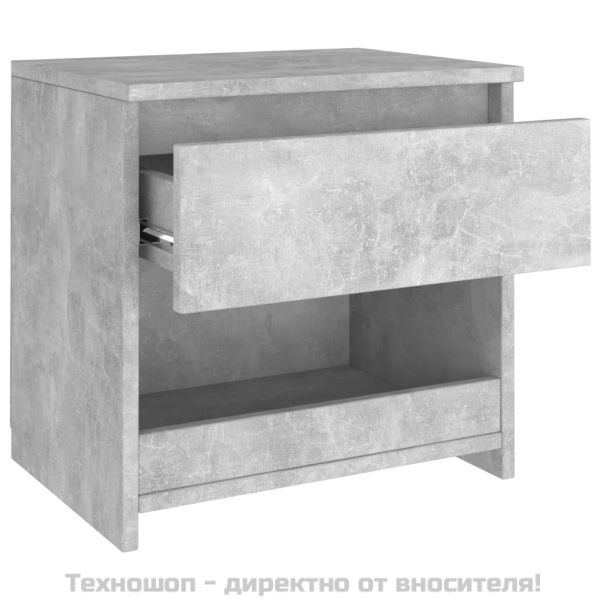Нощно шкафче, бетонно сиво, 40x30x39 см, инженерно дърво