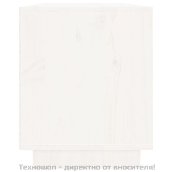 ТВ шкаф, бял, 110,5x35x44 см, бор масив