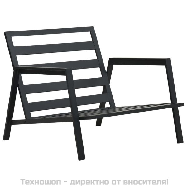 Градински комплект с възглавници, 5 части, алуминий, тъмносив