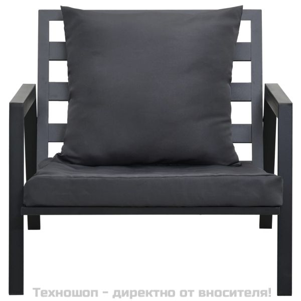 Градински комплект с възглавници, 5 части, алуминий, тъмносив