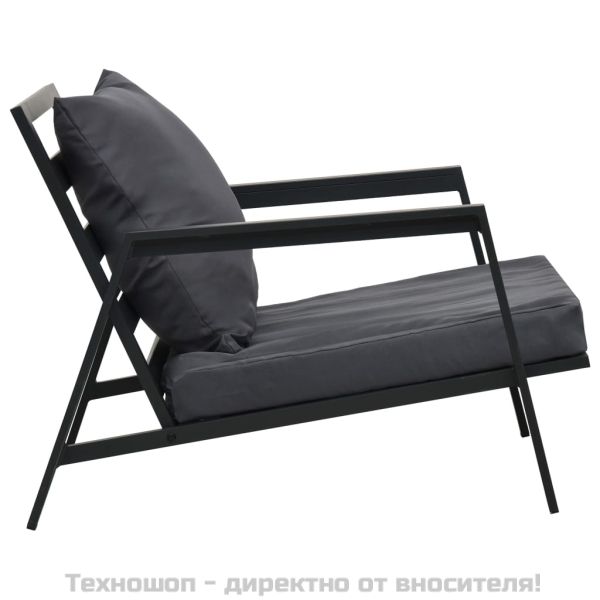 Градински комплект с възглавници, 5 части, алуминий, тъмносив