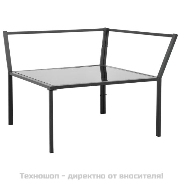 Градински комплект с възглавници, 5 части, алуминий, тъмносив