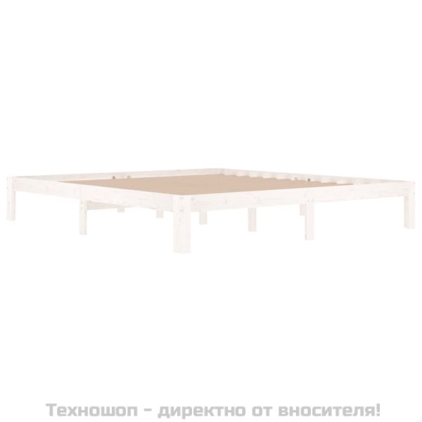 Рамка за легло, бяла, дърво масив, 180x200 cм, Super King