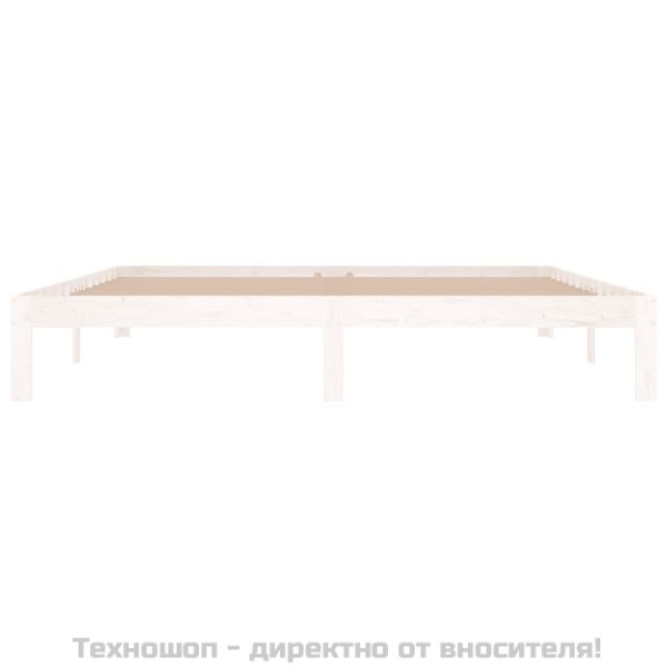 Рамка за легло, бяла, дърво масив, 180x200 cм, Super King
