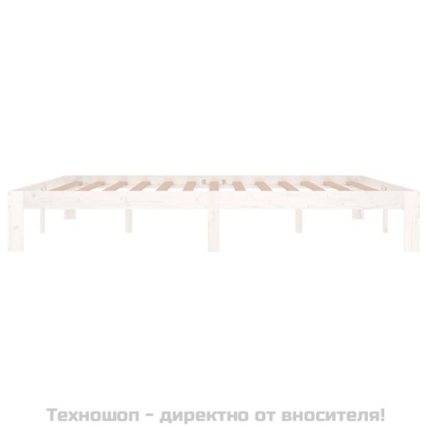 Рамка за легло, бяла, дърво масив, 180x200 cм, Super King