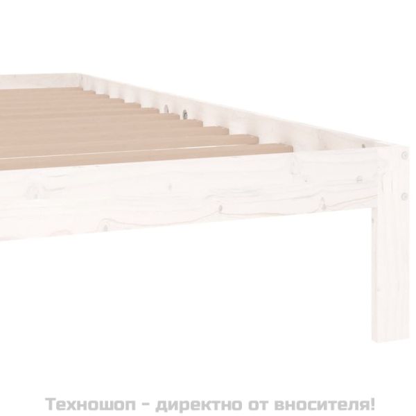 Рамка за легло, бяла, дърво масив, 180x200 cм, Super King