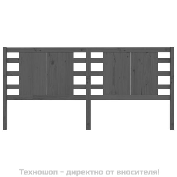 Табла за спалня, сива, 206x4x100 см, бор масив