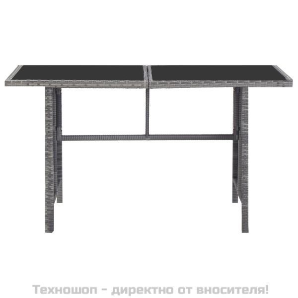 Градински комплект с възглавници, 5 части, полиратан, сив