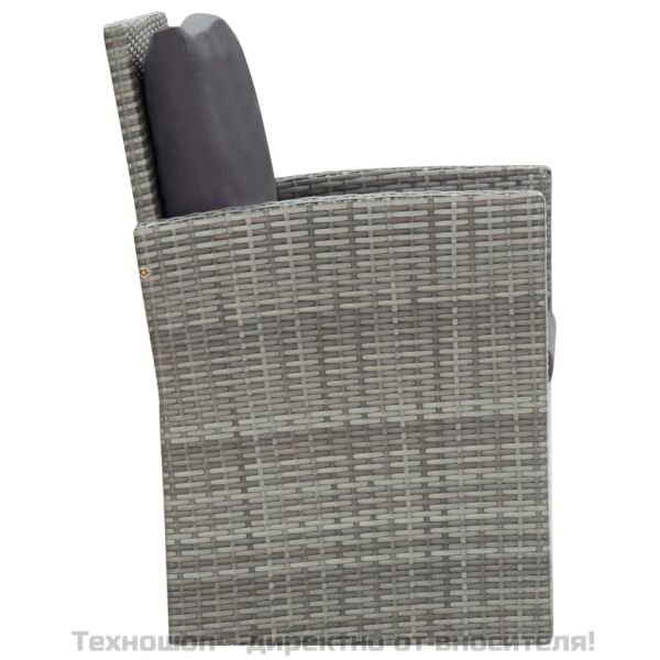 Градински комплект с възглавници, 5 части, полиратан, сив