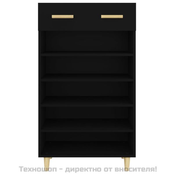 Шкаф за обувки, черен, 60x35x105 см, инженерно дърво