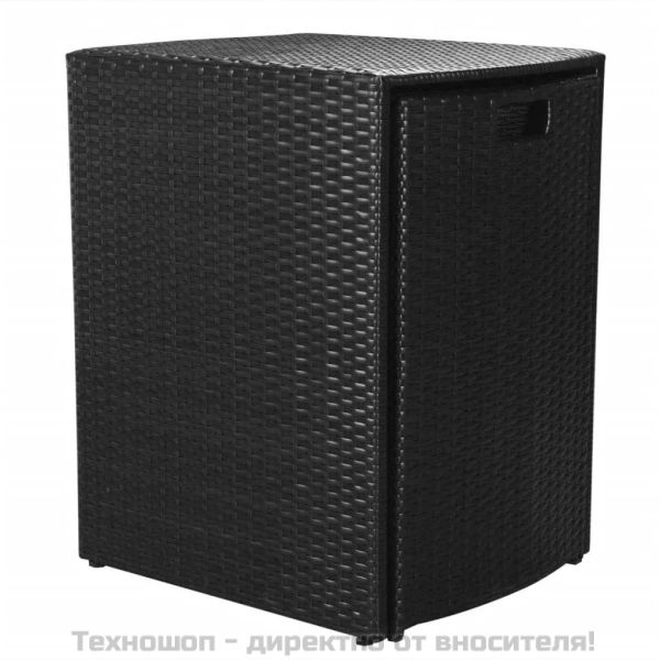 Бистро комплект, 3 части, с възглавници, черен полиратан