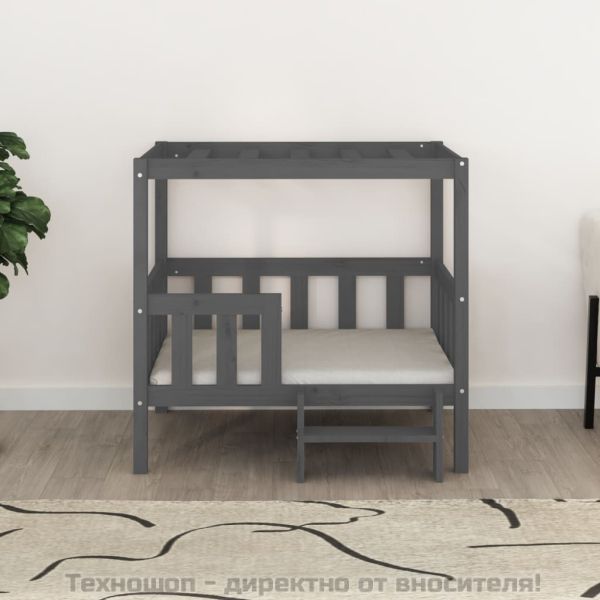 Кучешко легло, Сиво, 95,5x73,5x90 см, борова дървесина масив