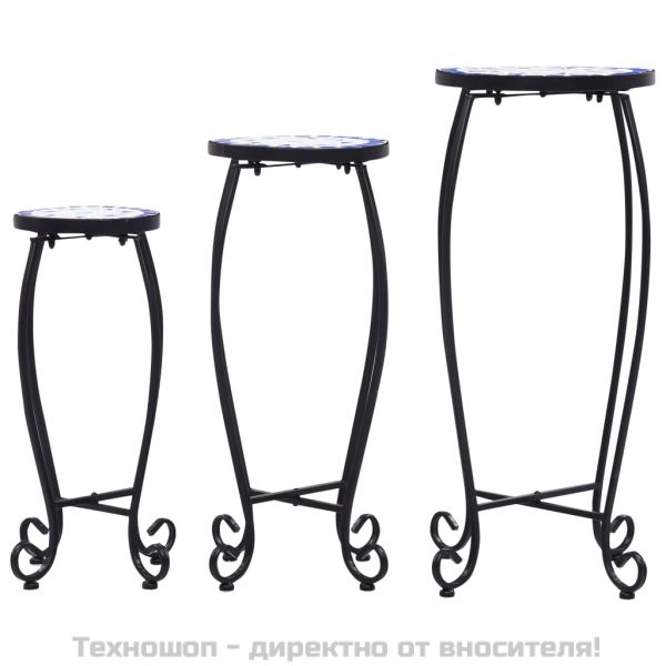 Мозаечни маси, 3 бр, синьо-бели, керамика