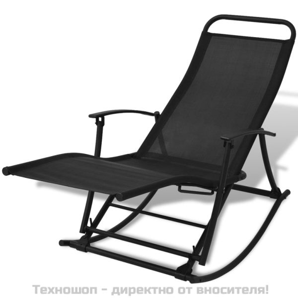 Градински люлеещ се стол, стомана и textilene, черен
