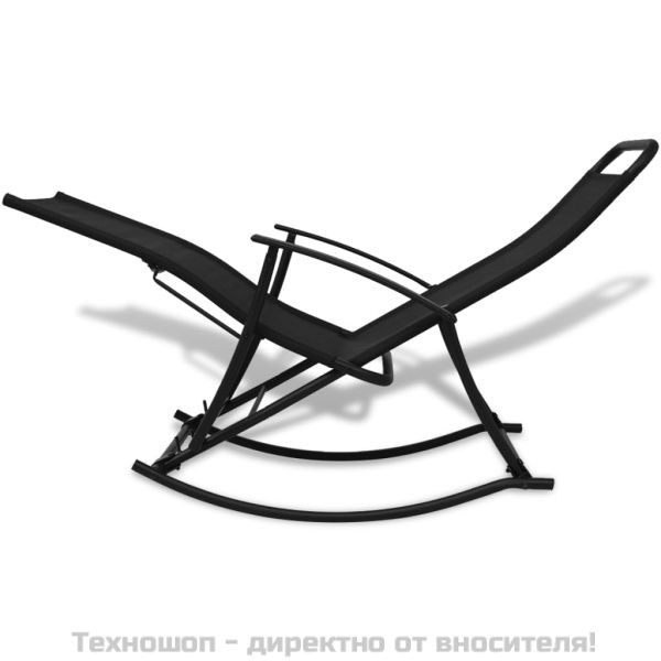 Градински люлеещ се стол, стомана и textilene, черен