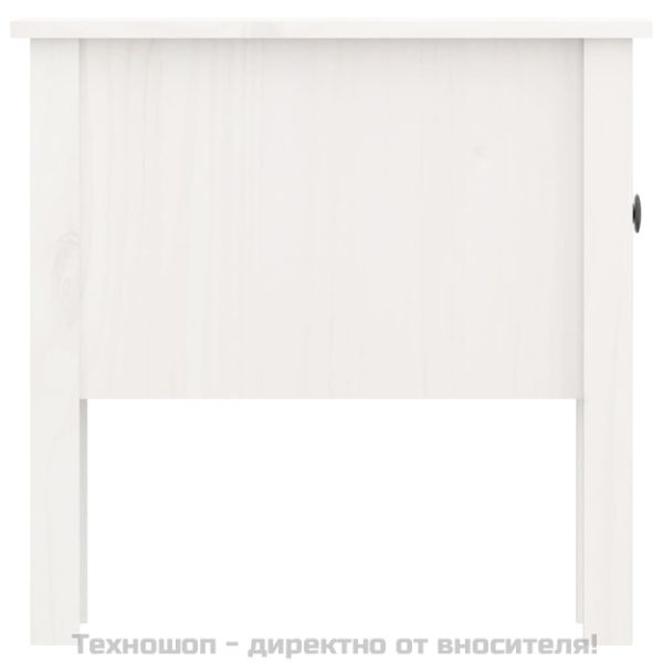 Странична масичка, бяла, 50x50x49 см, борово дърво масив