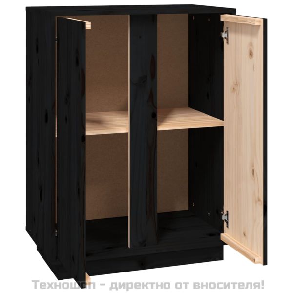 Сайдборд, черен, 60x35x80 см, бор масив