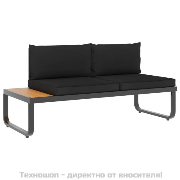 Градински ъглов комплект с възглавници, 5 части, алуминий и WPC