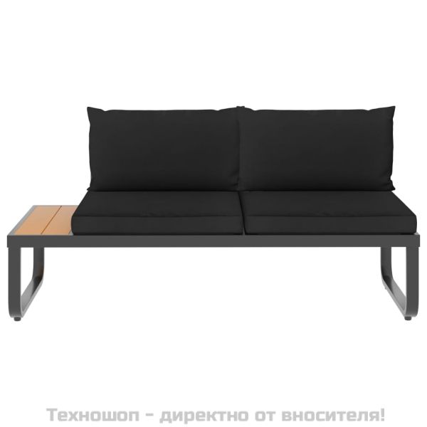 Градински ъглов комплект с възглавници, 5 части, алуминий и WPC