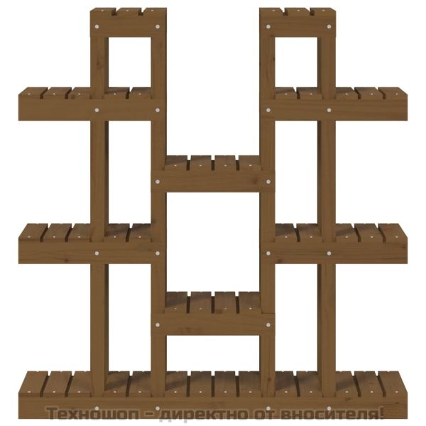 Поставка за цветя, меденокафява, 104,5x25x109,5 см, бор масив