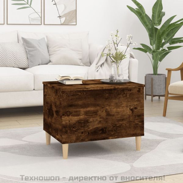 Кафе маса, опушен дъб, 60x44,5x45 см, инженерно дърво