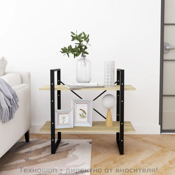 2-етажна библиотека, дъб сонома, 80x30x70 см, инженерно дърво